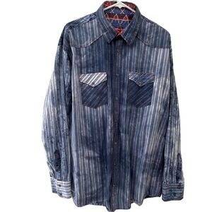 Really Nice Cowboy Justice Western Long Sleeve Pearl Snap Button Down Shirt XL